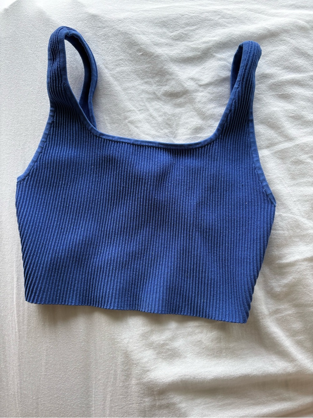 Babaton Blue Ribbed Crop Tank
